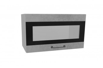 Лофт ПГСФ 600 шкаф верхний горизонтальный со стеклом и фотопечатью (Бетон светлый/корпус Серый) в Ужуре - uzhur.mebel54.com | фото