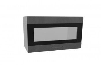 Лофт ПГСФ 600 шкаф верхний горизонтальный со стеклом и фотопечатью (Бетон темный/корпус Серый) в Ужуре - uzhur.mebel54.com | фото