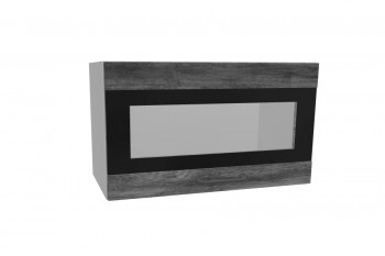 Лофт ПГСФ 600 шкаф верхний горизонтальный со стеклом и фотопечатью (Дуб бурый/корпус Серый) в Ужуре - uzhur.mebel54.com | фото