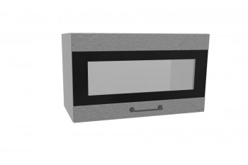 Лофт ПГСФ 600 шкаф верхний горизонтальный со стеклом и фотопечатью (Штукатурка серая/корпус Серый) в Ужуре - uzhur.mebel54.com | фото