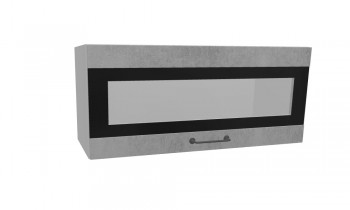 Лофт ПГСФ 800 шкаф верхний горизонтальный со стеклом и фотопечатью (Бетон светлый/корпус Серый) в Ужуре - uzhur.mebel54.com | фото