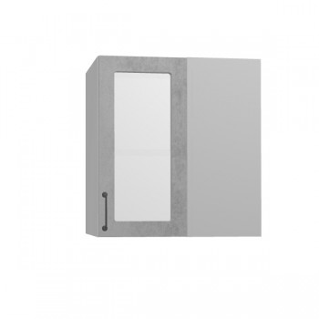 Лофт ПУС 650 шкаф верхний угловой со стеклом (Бетон светлый/корпус Серый) в Ужуре - uzhur.mebel54.com | фото