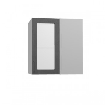 Лофт ПУС 650 шкаф верхний угловой со стеклом (Бетон темный/корпус Серый) в Ужуре - uzhur.mebel54.com | фото