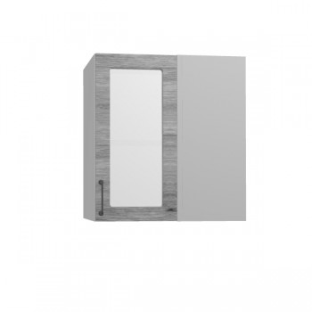 Лофт ПУС 650 шкаф верхний угловой со стеклом (Дуб майский/корпус Серый) в Ужуре - uzhur.mebel54.com | фото