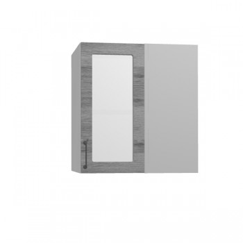 Лофт ПУС 650 шкаф верхний угловой со стеклом (Дуб цикорий/корпус Серый) в Ужуре - uzhur.mebel54.com | фото