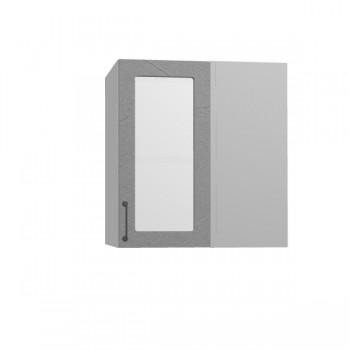 Лофт ПУС 650 шкаф верхний угловой со стеклом (Штукатурка серая/корпус Серый) в Ужуре - uzhur.mebel54.com | фото