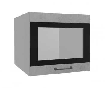 Лофт ВПГСФ 500 шкаф верхний горизонтальный со стеклом высокий с фотопечатью (Бетон светлый/корпус Серый) в Ужуре - uzhur.mebel54.com | фото