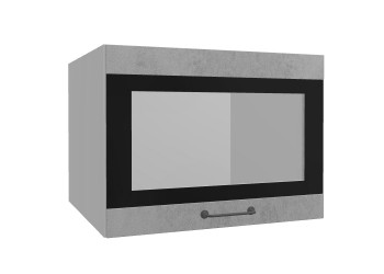 Лофт ВПГСФ 600 шкаф верхний горизонтальный со стеклом высокий с фотопечатью (Бетон светлый/корпус Серый) в Ужуре - uzhur.mebel54.com | фото