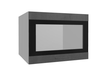 Лофт ВПГСФ 600 шкаф верхний горизонтальный со стеклом высокий с фотопечатью (Бетон темный/корпус Серый) в Ужуре - uzhur.mebel54.com | фото