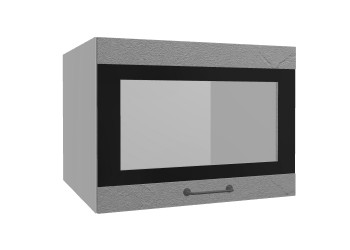 Лофт ВПГСФ 600 шкаф верхний горизонтальный со стеклом высокий с фотопечатью (Штукатурка серая/корпус Серый) в Ужуре - uzhur.mebel54.com | фото