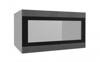 Лофт ВПГСФ 800 шкаф верхний горизонтальный со стеклом высокий с фотопечатью (Бетон темный/корпус Серый) в Ужуре - uzhur.mebel54.com | фото