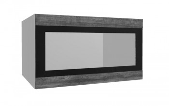 Лофт ВПГСФ 800 шкаф верхний горизонтальный со стеклом высокий с фотопечатью (Дуб бурый/корпус Серый) в Ужуре - uzhur.mebel54.com | фото