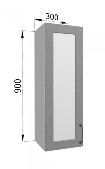 Лофт ВПС 300 шкаф верхний со стеклом высокий (Штукатурка серая/корпус Серый) в Ужуре - uzhur.mebel54.com | фото