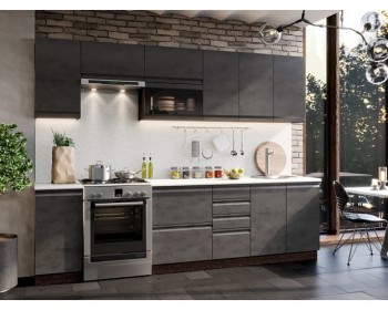 Модульная кухня Бруклин 2,8 м (Бетон черный/Венге) в Ужуре - uzhur.mebel54.com | фото