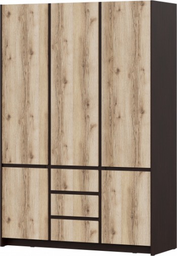 Модульная система "Прага" Шкаф для одежды трехстворчатый Дуб Венге/Дуб Делано в Ужуре - uzhur.mebel54.com | фото