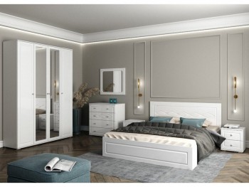 Модульная спальня Барселона (Белый/Белый глянец) в Ужуре - uzhur.mebel54.com | фото