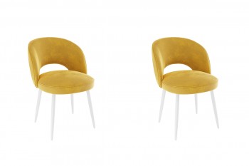 Набор стульев Моли 2 шт (жёлтый велюр/белый) в Ужуре - uzhur.mebel54.com | фото