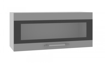 Норд ШВГС 800 Шкаф верхний горизонтальный со стеклом (Софт черный/корпус Белый) в Ужуре - uzhur.mebel54.com | фото