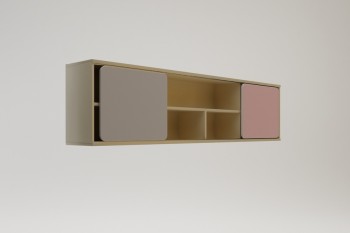 Полка между шкафами 1660 Грэйси (Розовый/Серый/корпус Клен) в Ужуре - uzhur.mebel54.com | фото