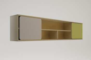 Полка между шкафами 1960 Эппл (Зеленый/Белый/корпус Клен) в Ужуре - uzhur.mebel54.com | фото