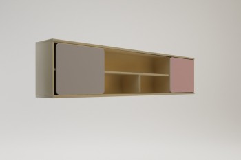 Полка между шкафами 1960 Грэйси (Розовый/Серый/корпус Клен) в Ужуре - uzhur.mebel54.com | фото