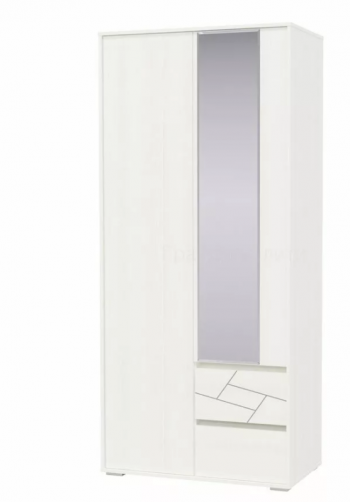 Шкаф 2-х дверный с ящиками Аделина 1000 Рамух белый в Ужуре - uzhur.mebel54.com | фото
