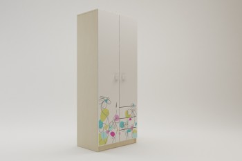 Шкаф 2-х створчатый с ящиками Флёр (Белый/корпус Клен) в Ужуре - uzhur.mebel54.com | фото