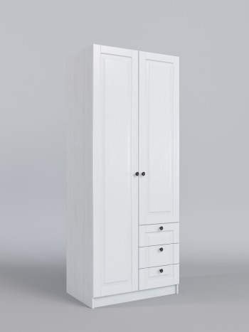 Шкаф 2-х створчатый с ящиками Классика (Белый/корпус Выбеленное дерево) в Ужуре - uzhur.mebel54.com | фото