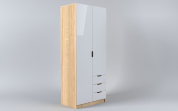Шкаф 2-х створчатый с ящиками Лофт (Белый/корпус Дуб Сонома) в Ужуре - uzhur.mebel54.com | фото