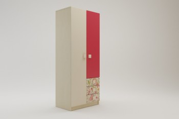 Шкаф 2-х створчатый с ящиками Ретвит (Бежевый/Красный/корпус Клен) в Ужуре - uzhur.mebel54.com | фото