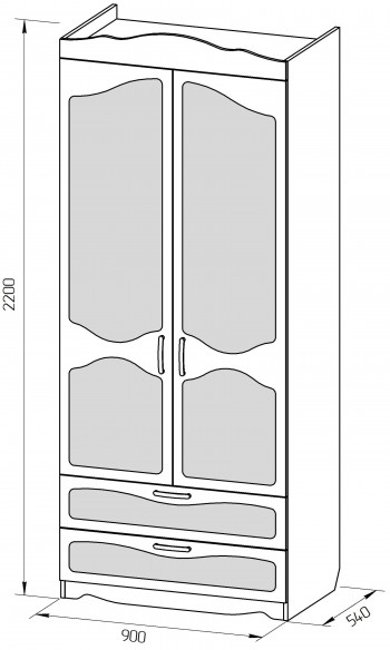 Шкаф 2-х створчатый с ящиками серии Иллюзия 31 Светло-сиреневый в Ужуре - uzhur.mebel54.com | фото