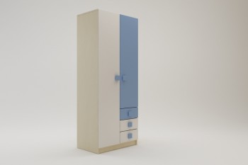 Шкаф 2-х створчатый с ящиками Скай (Синий/Белый/корпус Клен) в Ужуре - uzhur.mebel54.com | фото