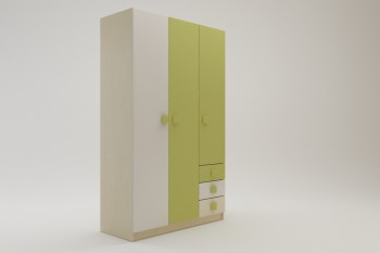 Шкаф 3-х створчатый с ящиками Эппл (Зеленый/Белый/корпус Клен) в Ужуре - uzhur.mebel54.com | фото