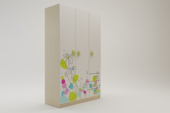 Шкаф 3-х створчатый с ящиками Флёр (Белый/корпус Клен) в Ужуре - uzhur.mebel54.com | фото