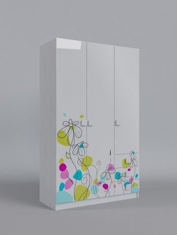 Шкаф 3-х створчатый с ящиками Флёр (Белый/корпус Выбеленное дерево) в Ужуре - uzhur.mebel54.com | фото