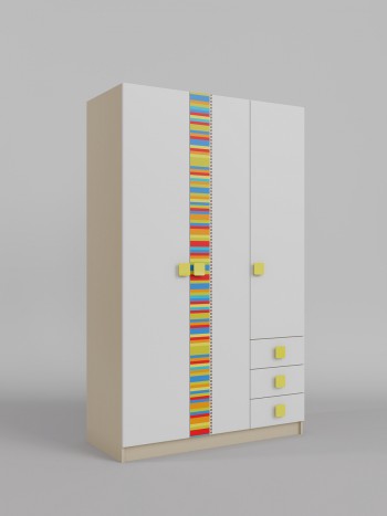 Шкаф 3-х створчатый с ящиками Клаксон без машинок (Белый/корпус Клен) в Ужуре - uzhur.mebel54.com | фото