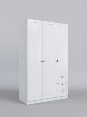 Шкаф 3-х створчатый с ящиками Классика (Белый/корпус Выбеленное дерево) в Ужуре - uzhur.mebel54.com | фото