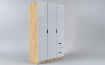 Шкаф 3-х створчатый с ящиками Лофт (Белый/корпус Дуб Сонома) в Ужуре - uzhur.mebel54.com | фото