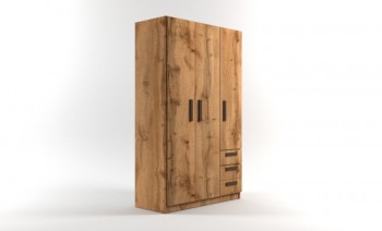 Шкаф 3-х створчатый с ящиками Шервуд (Дуб Вотан) в Ужуре - uzhur.mebel54.com | фото