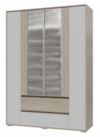 Шкаф 4-х дверный с ящиками Мальта 1600 Дуб сонома/Рамух белый в Ужуре - uzhur.mebel54.com | фото