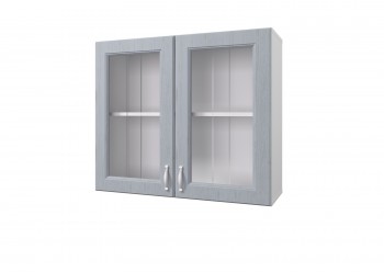 Шкаф 80 с 2-мя витринами Принцесса (Серый/корпус Белый) в Ужуре - uzhur.mebel54.com | фото