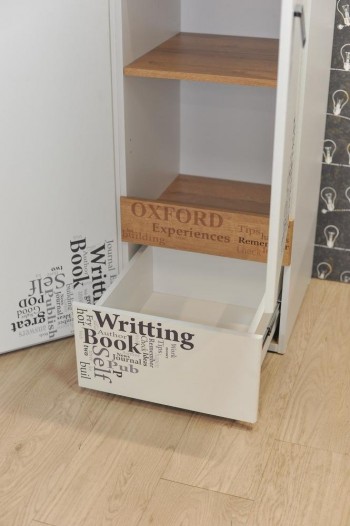 Шкаф для белья «Оксфорд» (Ривьера/Белый с рисунком) в Ужуре - uzhur.mebel54.com | фото
