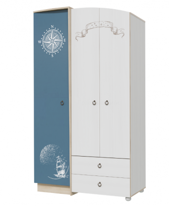 Шкаф для одежды Бриз 1200 Дуб ривьера/ Рамух белый/синий в Ужуре - uzhur.mebel54.com | фото