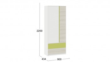 Шкаф для одежды комбинированный «Сканди» Дуб Гарден/Белый/Зеленый в Ужуре - uzhur.mebel54.com | фото