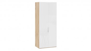 Шкаф для одежды с 2 глухими дверями «Эмбер» Яблоня Беллуно/Белый глянец в Ужуре - uzhur.mebel54.com | фото