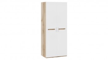 Шкаф для одежды с 2-мя дверями «Фьюжн» Дуб Делано/Белый глянец в Ужуре - uzhur.mebel54.com | фото