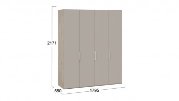 Шкаф для одежды с 4 глухими дверями «Эмбер» Баттл Рок/Серый глянец в Ужуре - uzhur.mebel54.com | фото
