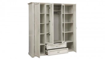 Шкаф для одежды "Сохо" (бетон пайн белый/2 ящика/зеркало) в Ужуре - uzhur.mebel54.com | фото