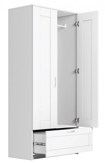 Шкаф двухдверный Сириус с 1 ящиком белый в Ужуре - uzhur.mebel54.com | фото