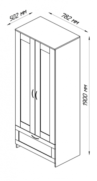 Шкаф двухдверный Сириус с 1 ящиком дуб сонома в Ужуре - uzhur.mebel54.com | фото